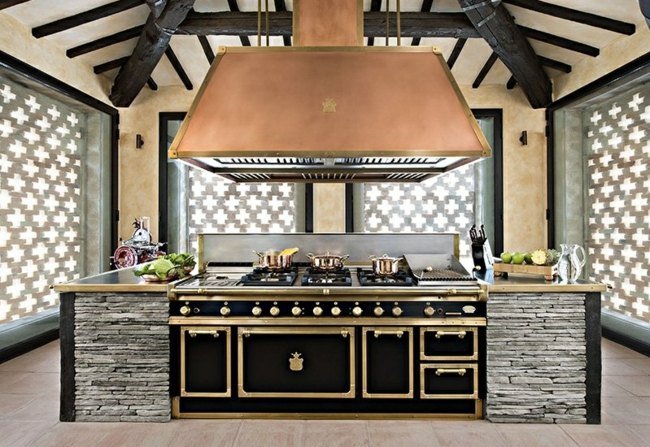 Kuchynský ostrovček dizajn kuchyne z prírodného kameňa Kuchynský dizajn kovový vidiecky dom