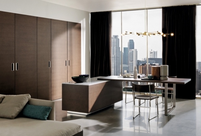 Tmavohnedý-kuchynský nábytok-závesné svetlá varný ostrovný dizajn-Spatia Tmavohnedý-kuchynský nábytok-závesné svetlá dizajn kuchynského ostrova-séria Spatia