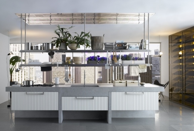 Kuchynský ostrovček mramorová doska nástenná skrinka Lignum natretá na bielo Kuchynský ostrovček mramorový vrch Nástenná skrinka Lignum predná biela lakovaná