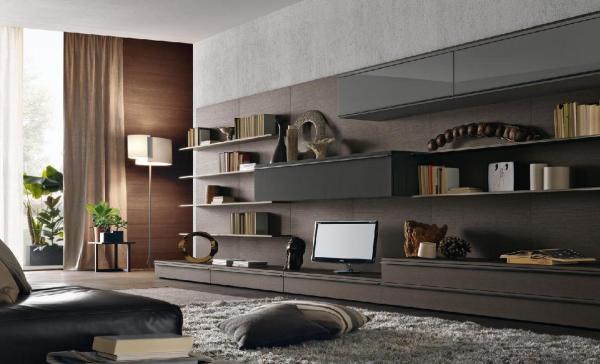 nástenná jednotka drevo moderný nábytok hnedá