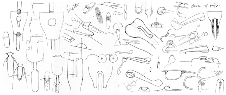 náčrt loveckej pušky Marca Newsona s rytinou