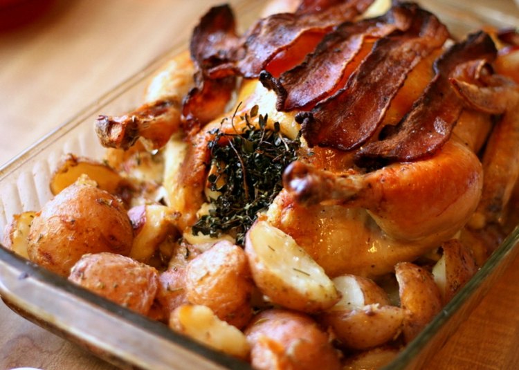 kura-vyprážané tymian-rozmarín-slanina