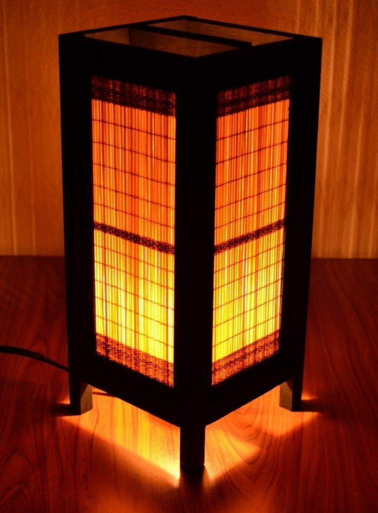 japonská dekorácia lampa tienidlo bambusový drevený materiál