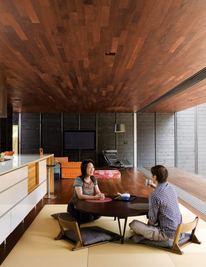 japonský stôl okrúhle stoličky operadlo sedáky vankúše kuchyňa