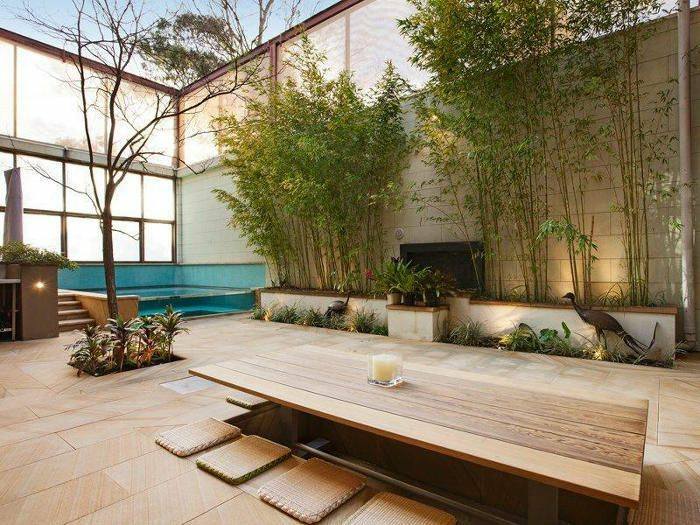 záhradný stôl vankúš z japonského bambusového dreva