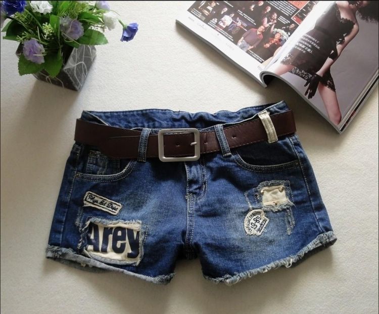 džínsy-horúce nohavice-dizajn-krátke nohavice-denim-roztrhané-opraviť šev