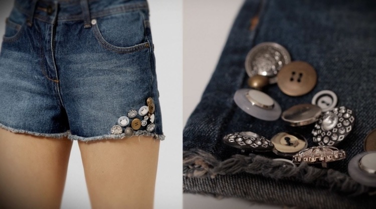 džínsy-horúce nohavice-dizajn-gombíky-kapsule-trblietavé-kamienky