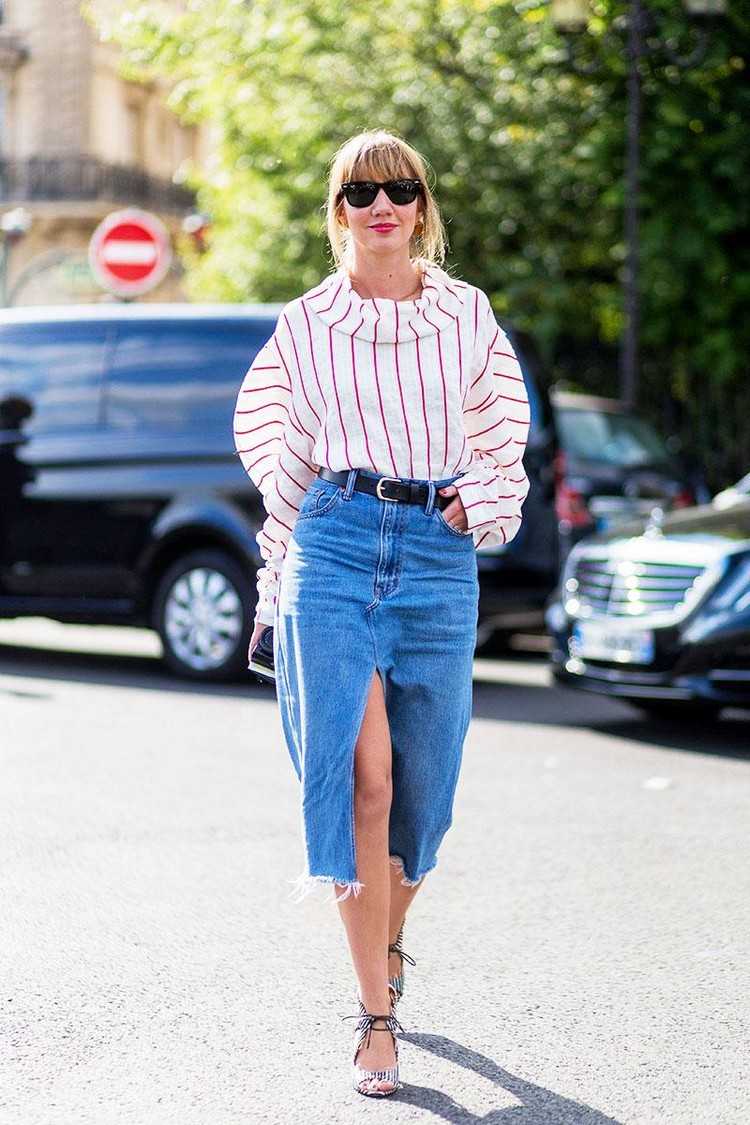 Sukne s rozparkom kombinujú rifle sukne letné po kolená