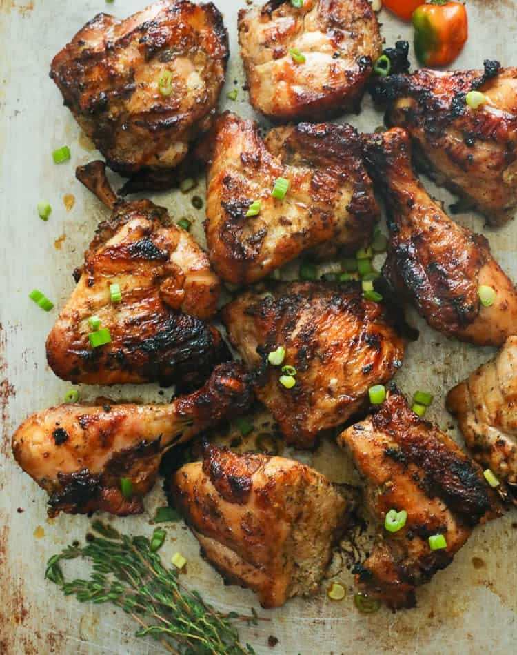 Upečte celé kura alebo kuracie kúsky v rúre s jamajskou chilli omáčkou