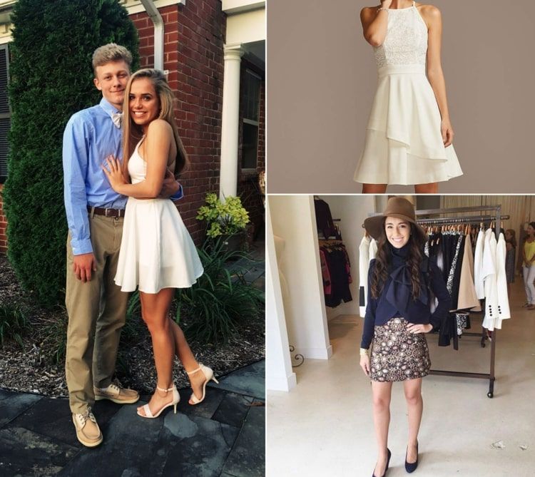 Oblečenie Jugendweihe - béžové nohavice a modrá košeľa, biele šaty alebo sukňa, blúzka a klobúk