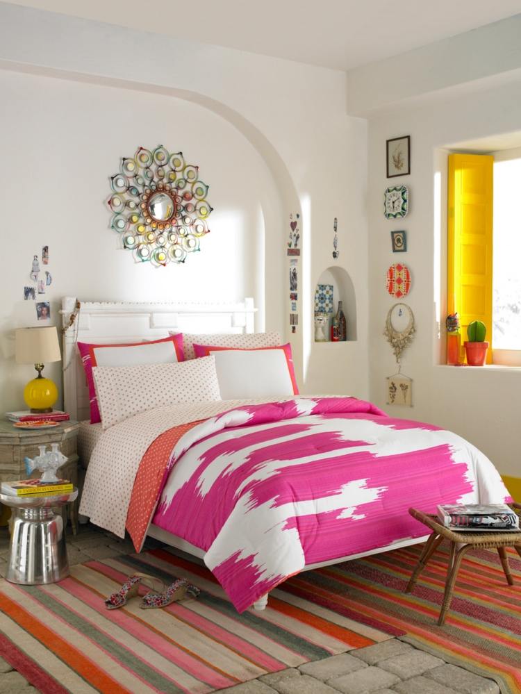 mládežnícka izba-farebný dizajn-dievča-fuchsie-žltá