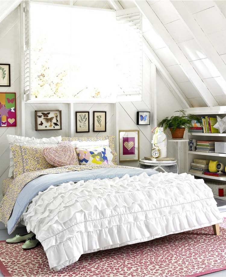 izba pre mládež farba-dizajn-dievča-dachscrage-biela-romantická