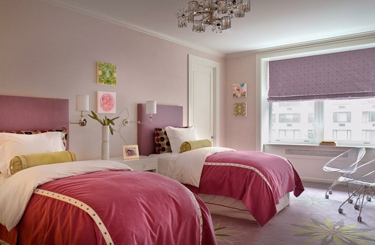 Dievčenská izba nastaviť nápady ružová fialová farba