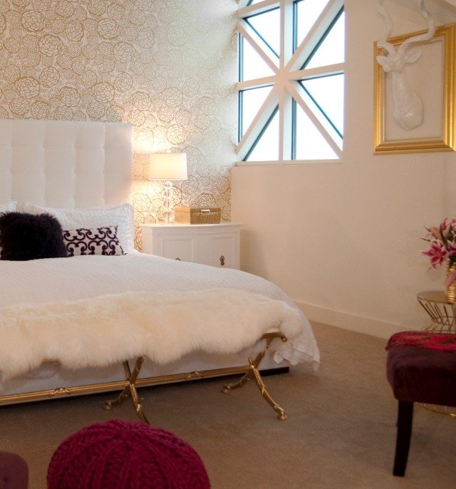 nápady pre spálne pre dievčatá moderné zlaté akcenty biele bordové