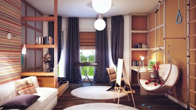 chlapčenská izba-umelecky-farebné-bublinkové závesné kreslo