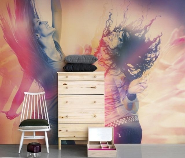 mládežnícka izba-dizajn-nápady-stena-foto-tapeta-dievčatá-tanec