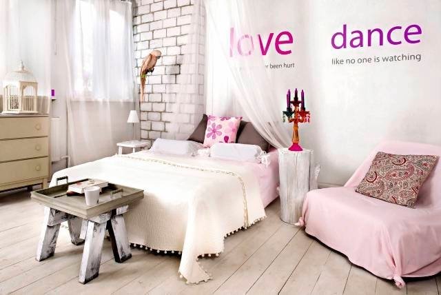 návrh miestnosti pre mládež-nápady-nápady na stenu-nálepky-dievčatá