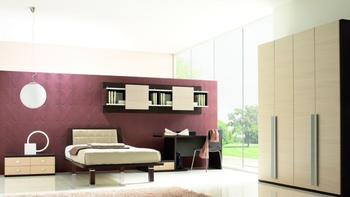 Mládežnícka izba so šatníkom vo svetlo béžovej farbe Mládežnícka izba so svetlým šatníkom