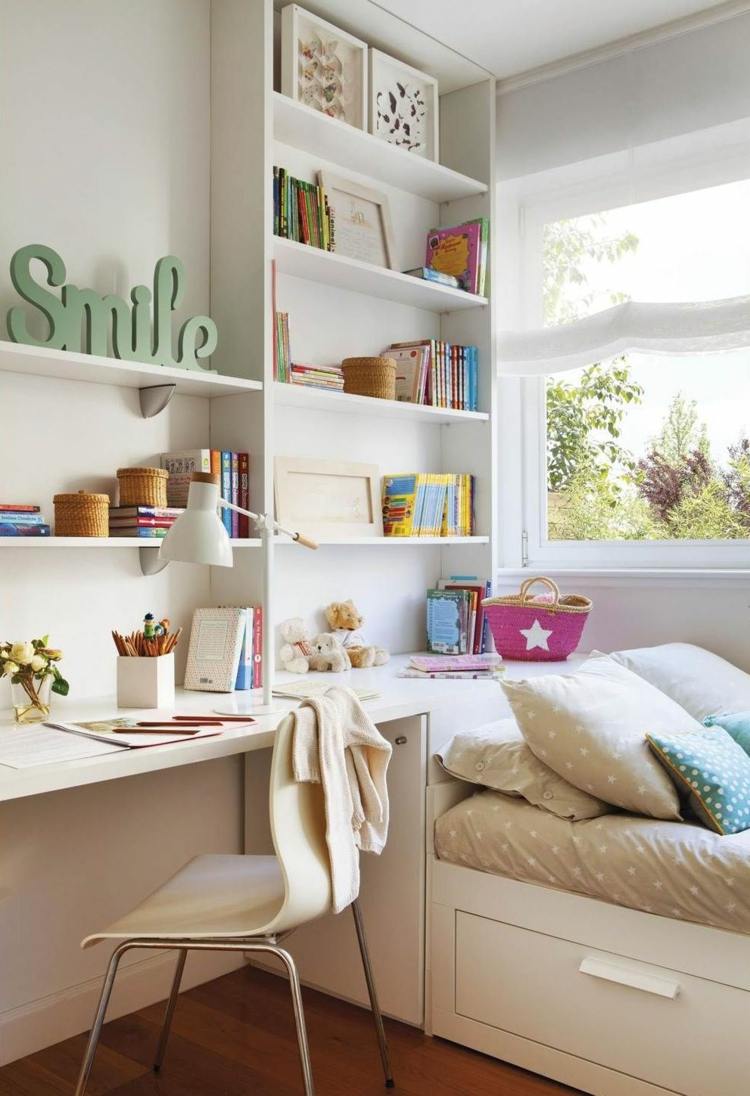 Nápad pre dievčatká a mládež s moderným nábytkom v bielej farbe