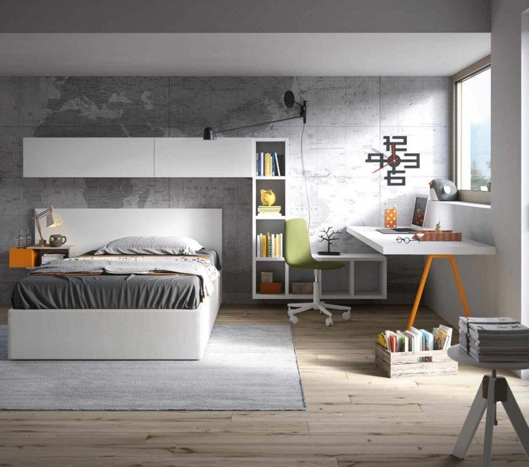 moderné a minimalistické v bielej a sivej farbe s tapetou mapy sveta