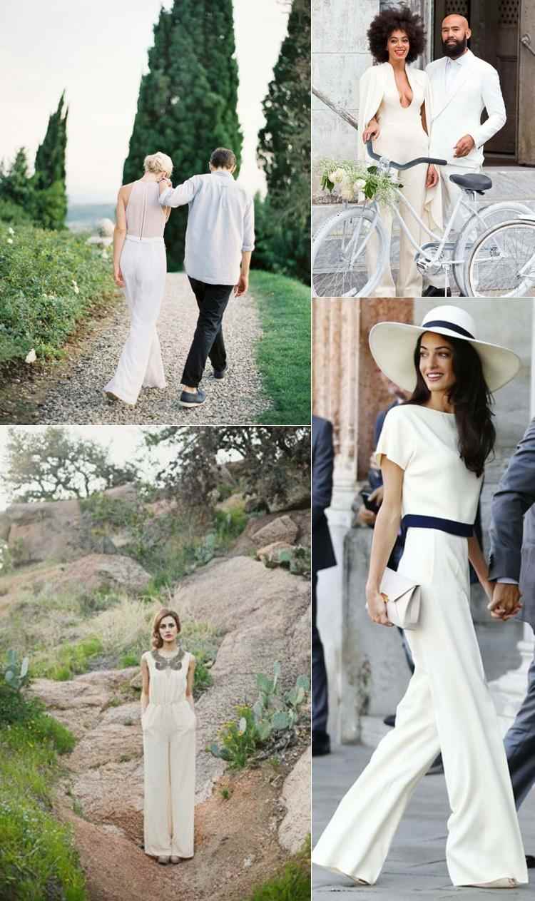 Kombinujte kombinézu s akýmkoľvek príslušenstvom na svadbu kombinéza-svadobná-krémová-biely-opasok-modrý-hodený klobúk-slnečný ochranný golier