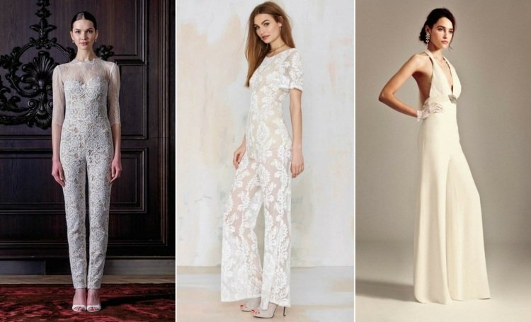 Kombinéza na svadbu - nápady a zaujímavé modely kombinéza na svadbu svadobné-čipkované-traky-výstrih-krémovo-biele