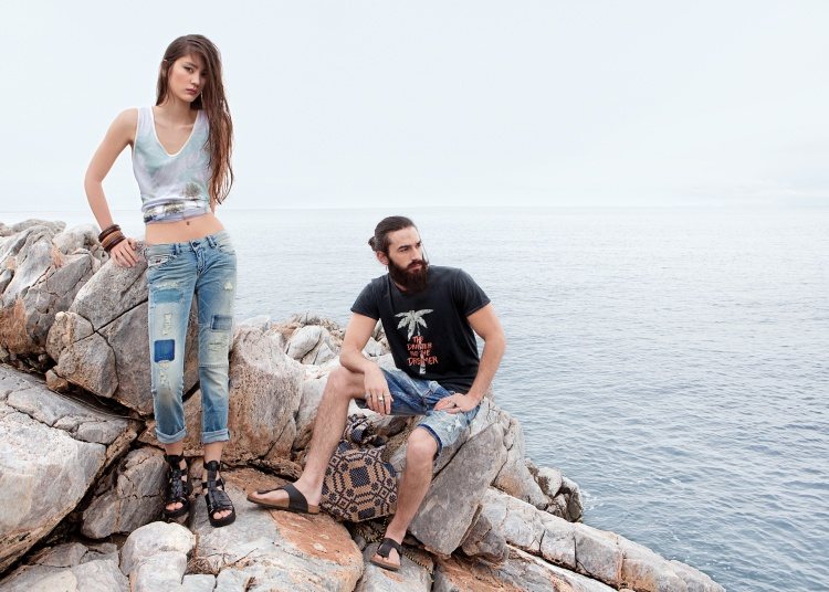 Patchwork rifle pre ňu, krátke rifle pre neho Young-Fashion-Patchwork-Boyfriend-Jeans-Women-Men