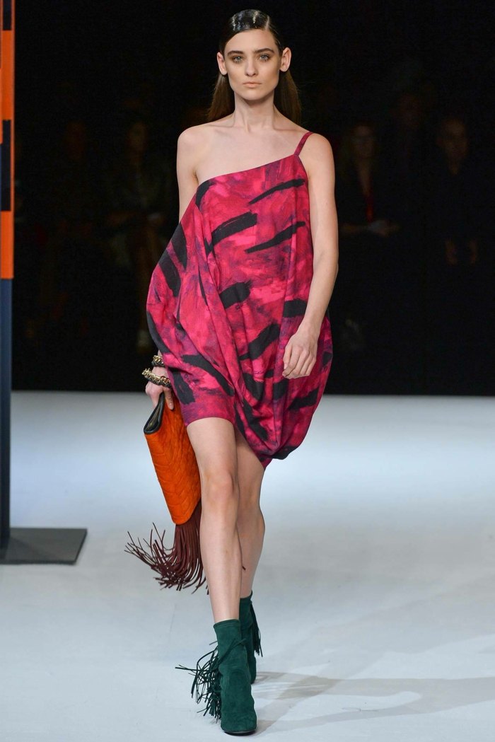 šaty na jedno rameno-tunika-farebné-potlačené