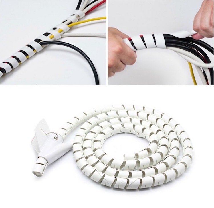 Skryť káble - špirálové hadicové sťahovacie pásky vhodné na pracovisko Skryť káble-nápady na dekoráciu-káblové zväzky-usporiadanie-nástroje-triky