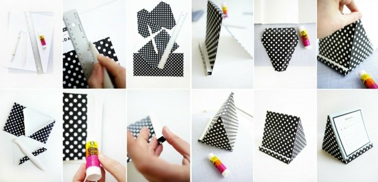 Šablónu pre tieto kalendáre si môžete vytlačiť Vytvorte si vlastnú šablónu stolného kalendára-kartónové škatuľky-pokyny