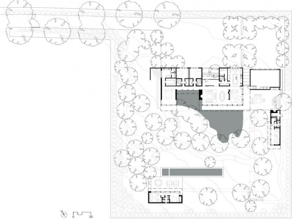 Pohľad na rezidenciu Atherton zhora