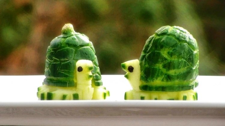 Korytnačky vystrihnite z uhorky studený tanier-obloha-paradajková-korytnačka-uhorka-sladká-urob si sám-kreatívne