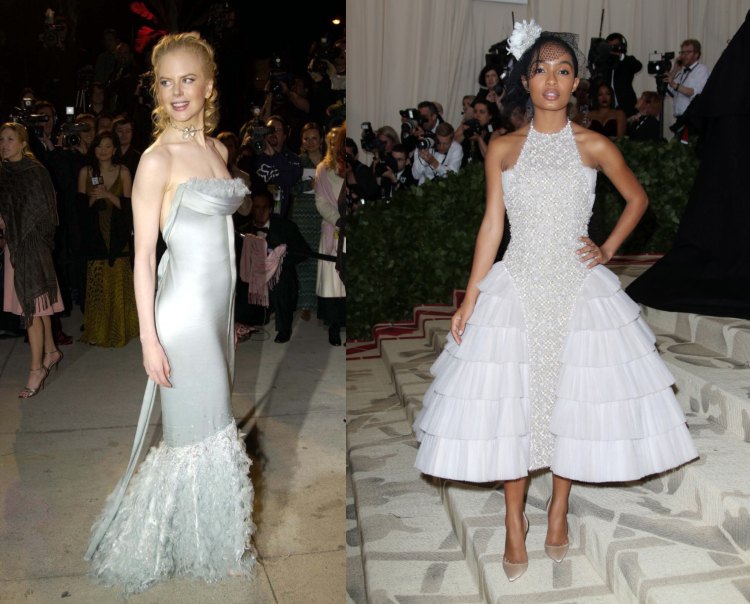 Vintage šaty Karl Lagerfeld Nicole Kidman Yara Shahidi biele