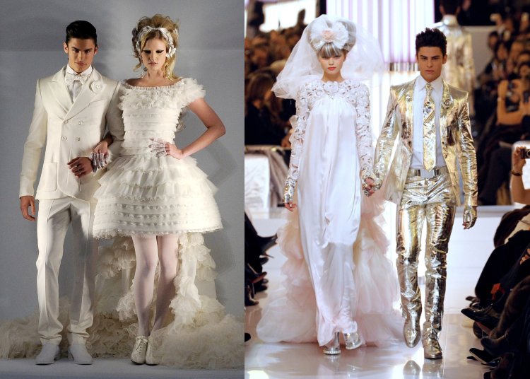 Krátke svadobné šaty Karl Lagerfeld Chanel rockabilly dievčenská mašľa dlhé 2008 2010