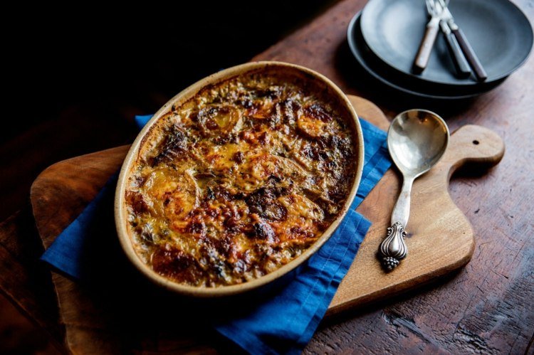 Huby hríb zemiaky gratinované ingrediencie recept