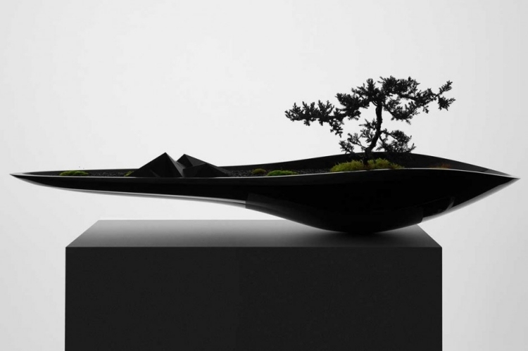 moderný bonsai hrniec so sochárskym tvarom čierny bonsai-hrniec-moderná-sochárska-forma