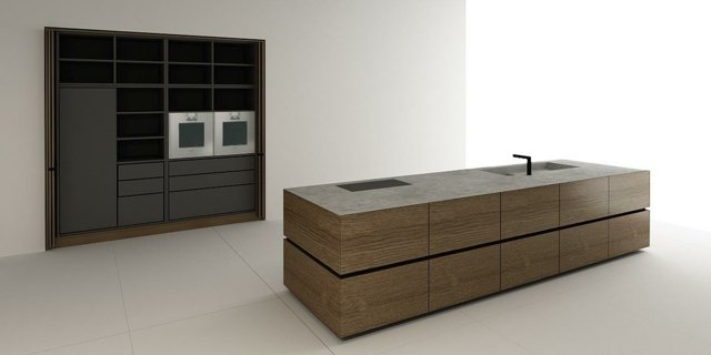 Kuchynské bezúchytkové dvierka na skrinke úložný priestor vo farbe tmavého dreva Dvere skrinky dizajnér úložného priestoru vo farbe tmavého dreva Miyo