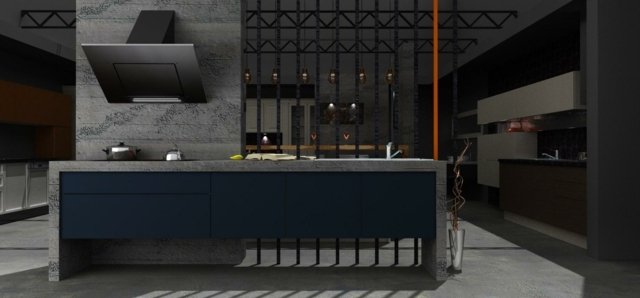 Kuchynský drevený betón vyrobený v tmavom priemyselnom štýle Betón vyrobený temný priemyselný štýl nápady Collinand