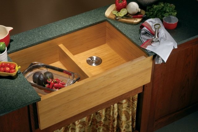 Kuchynský drez vyrobený z dreva vodotesný originálny nápad Vodotesný originálny myšlienkový dizajn Lenova