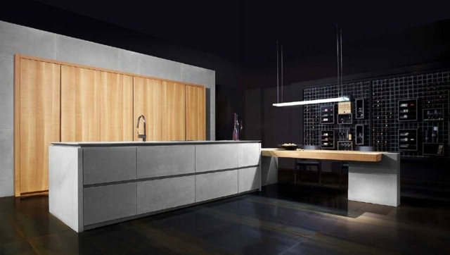 moderná kuchyňa bezúchytkové dvierka skrinky na drevo pult Kuchynské bezúchytkové dvierka na skrinke drevený pult Toncelli