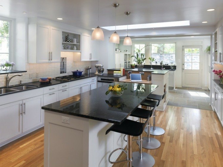 závesné svetlá do kuchyne-vidiecky-štýl-moderný-dizajn-nápad-písací stôl