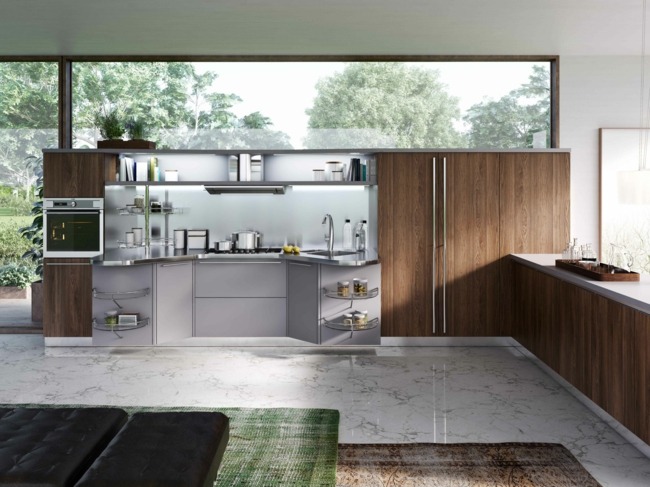 Nerezové nástenné police korenie skrinky drez