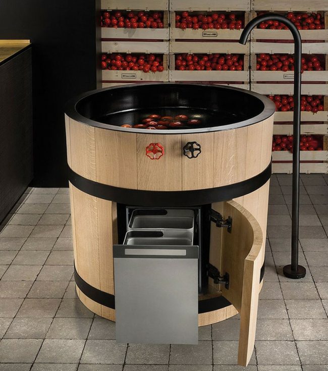 moderný kuchynský drez nerezové kovanie vidiecky štýl Nerezové armatúry vidiecky štýl dizajnová kuchyňa