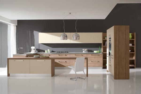 moderný béžovo-hnedý dizajn kuchyne