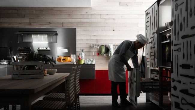 Kuchynské náradie Valcucine-moderné Artematica-Design využitie priestorovo optimálne Kuchynské potreby Valcucine Artematica-Inox Design-Optimalizácia využitia priestoru