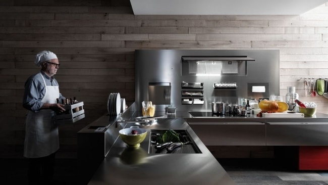 Funkčná kuchyňa Valcucine design line Artematica-Inox Funkčná kuchyňa Dizajnová rada Valcucine z nehrdzavejúcej ocele Artematica-Inox