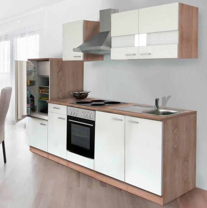 Kuchynka Respekta KB270ESW s prednými časťami z bieleho duba Respekta-kuchynský kút-KB270ESW-biele-fronty-dub-pílené-replika