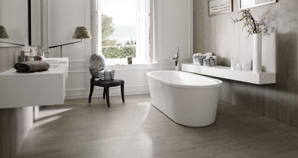 obkladačky, dlažba, drevený vzhľad, farba popola v kúpeľni