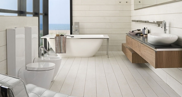 Dlaždice drevo vzhľad podlahy stena kúpeľňa námorná