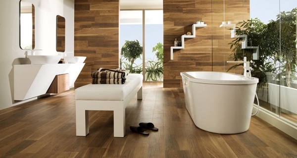 dlažba drevený vzhľad kúpeľňový porcelánový kameninový biely kúpeľňový nábytok